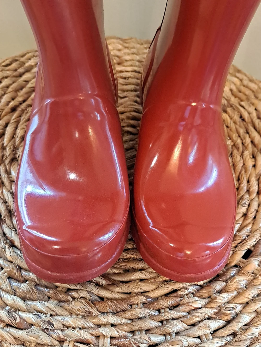 Hunter Youth Classic Preppy Gloss Cherry Red Wellie Rain Tall Buckle Boots B3/G4